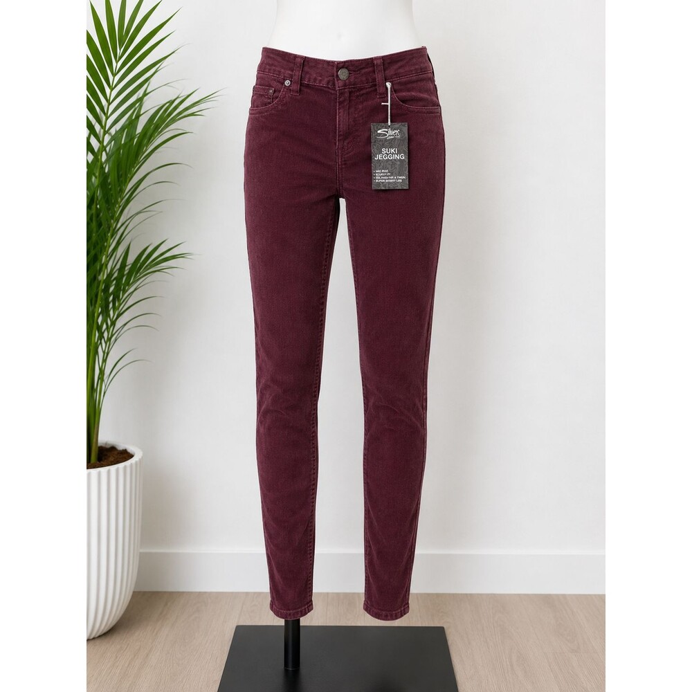 NWT Silver Jeans Suki Jegging Corduroy Pants Women's Burgundy Choose Size